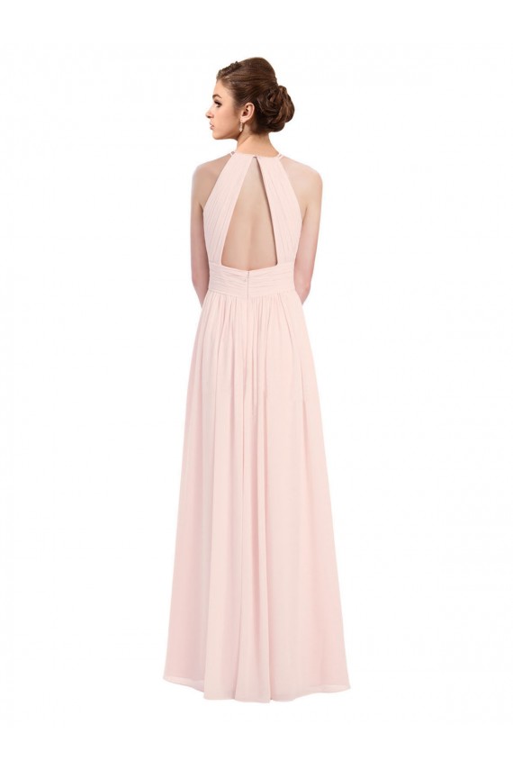 Outlet Rose 42 Trapèze Licou Mousseline Longue Robes demoiselle d'honneur