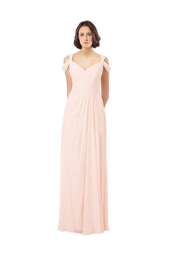 Outlet Rose 42 Trapèze Épaule Dénudée Mousseline Longue Robes demoiselle d'honneur