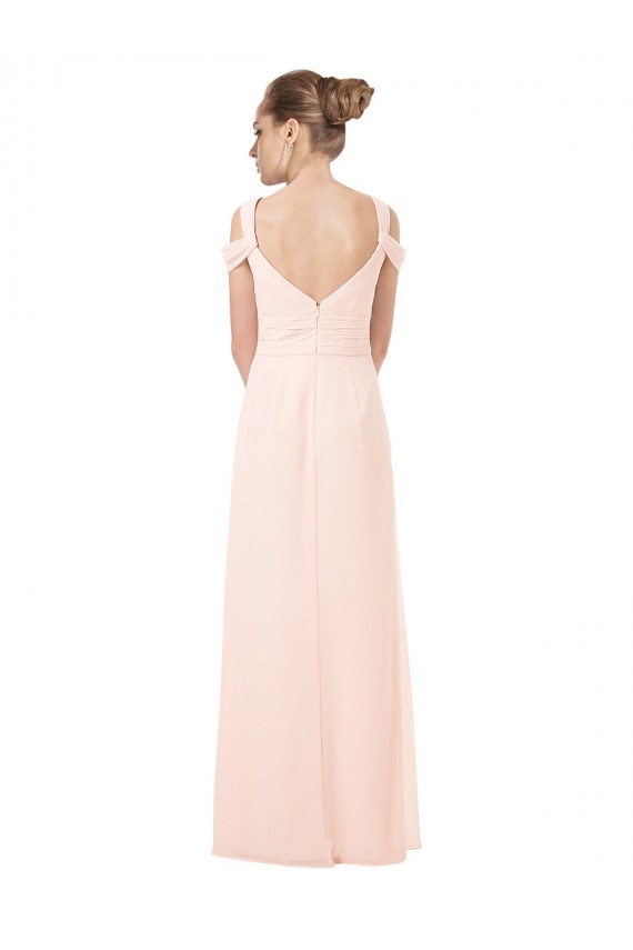 Outlet Rose 42 Trapèze Épaule Dénudée Mousseline Longue Robes demoiselle d'honneur
