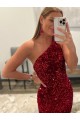 Outlet Rose Fourreau Balayage train Paillettes Velours Longue Robes de bal
