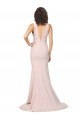Outlet Rose Fourreau Col V Balayage train Crêpe Stretch Longue Formelles Robes demoiselle d'honneur / Robes de soirée / Robes de bal