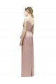 Outlet Rose Fourreau Col V Satiné Longue Robes demoiselle d'honneur