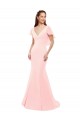 Outlet Rose Sirène Col V Mousseline Longue Robes demoiselle d'honneur