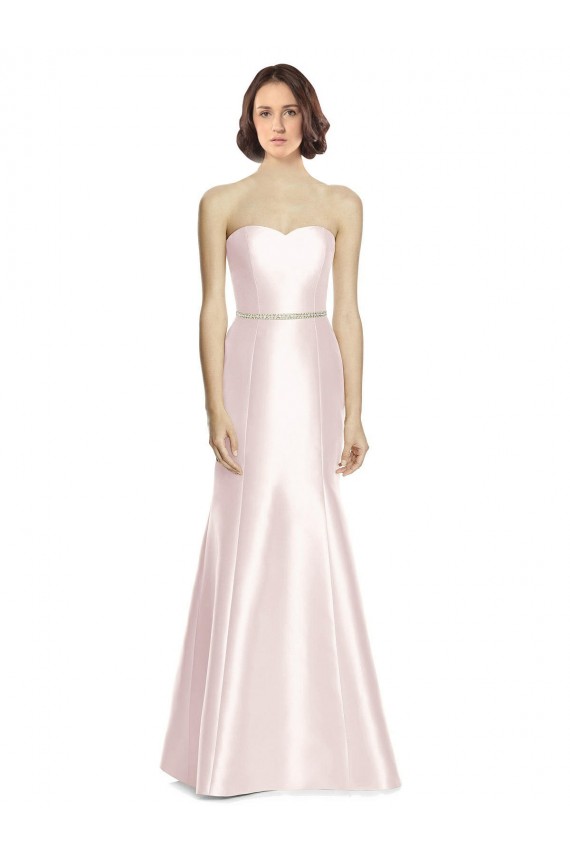 Outlet Rose Sirène Sans bretelle Satiné Longue Robes demoiselle d'honneur