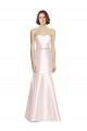 Outlet Rose Sirène Sans bretelle Satiné Longue Robes demoiselle d'honneur
