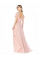 Outlet Rose Trapèze Col Carré Mousseline Longue Robes demoiselle d'honneur