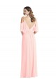 Outlet Rose Trapèze Col V Mousseline Longue Robes demoiselle d'honneur