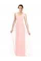 Outlet Rose Trapèze Col V Mousseline Longue Robes demoiselle d'honneur