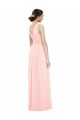 Outlet Rose Trapèze Col V Mousseline Longue Robes demoiselle d'honneur