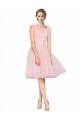 Outlet Rose Trapèze Col V Tulle Courte Robes demoiselle d'honneur / Robes de cocktail