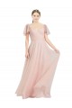 Outlet Rose Trapèze Col V Tulle Longue Robes demoiselle d'honneur