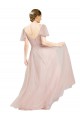 Outlet Rose Trapèze Col V Tulle Longue Robes demoiselle d'honneur
