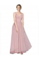 Outlet Rose Trapèze Col V Tulle Longue Robes demoiselle d'honneur