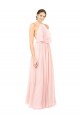 Outlet Rose Trapèze Licou Mousseline Longue Robes demoiselle d'honneur