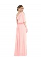 Outlet Rose Trapèze Mousseline Longue Robes demoiselle d'honneur