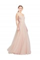 Outlet Rose Trapèze Sans bretelle Tulle Longue Robes demoiselle d'honneur