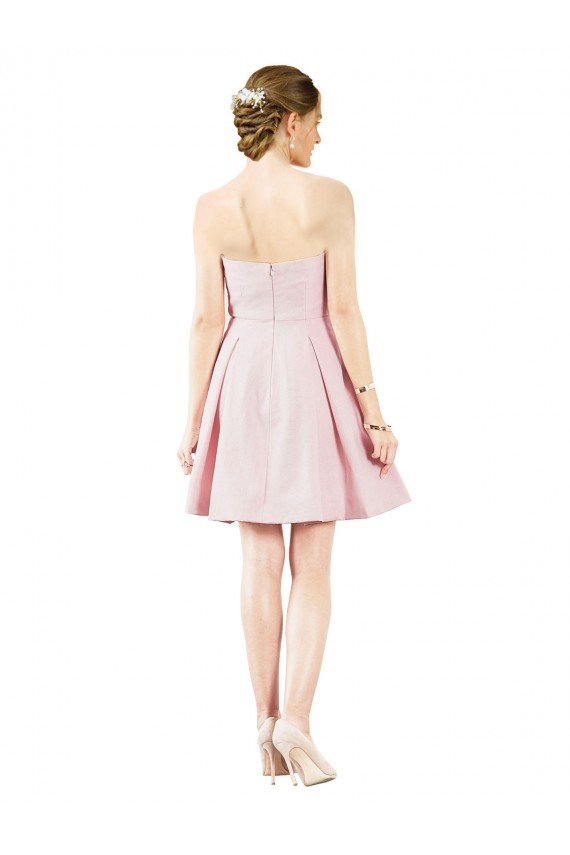 Outlet Rose Trapèze Satiné Courte Robes demoiselle d'honneur / Robes de cocktail