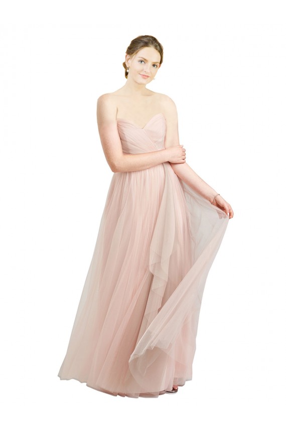 Outlet Rose Trapèze Tulle Longue Robes demoiselle d'honneur