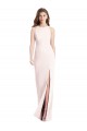 Outlet Rose Trompette Bateau Crêpe Stretch Longue Robes demoiselle d'honneur / Robes de bal
