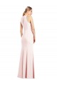 Outlet Rose Trompette Col V Crêpe Stretch Longue Robes demoiselle d'honneur / Robes de bal
