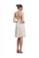 Outlet Rose crème Trapèze Licou Col V Mousseline Courte Robes demoiselle d'honneur / Robes de cocktail