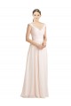 Outlet Rose crème Trapèze Mousseline Dentelle Longue Robes demoiselle d'honneur