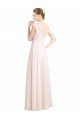 Outlet Rose crème Trapèze Mousseline Dentelle Longue Robes demoiselle d'honneur