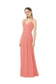Outlet Rose du Désert Fourreau Col V Mousseline Longue Robes demoiselle d'honneur