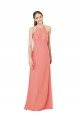 Outlet Rose du Désert Fourreau Licou Mousseline Longue Robes demoiselle d'honneur
