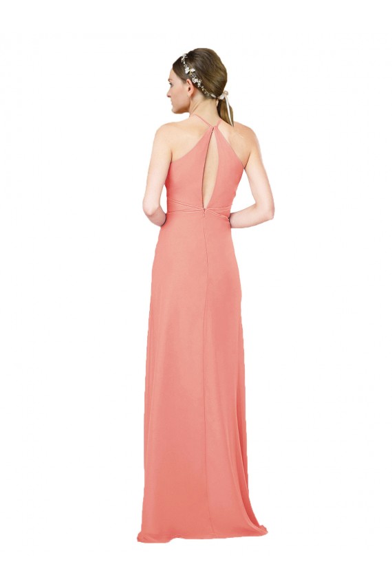 Outlet Rose du Désert Fourreau Licou Mousseline Longue Robes demoiselle d'honneur