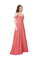 Outlet Rose du Désert Trapèze Épaule Dénudée Mousseline Longue Robes demoiselle d'honneur