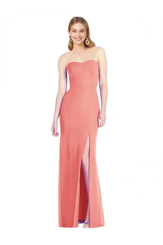 Outlet Rose du Désert Trompette Sans bretelle Mousseline Longue Robes demoiselle d'honneur