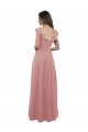 Outlet Rose poussiéreux Trapèze Col V Mousseline Longue Robes demoiselle d'honneur