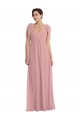 Outlet Rose poussiéreux Trapèze Licou Mousseline Longue Robes demoiselle d'honneur
