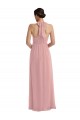 Outlet Rose poussiéreux Trapèze Licou Mousseline Longue Robes demoiselle d'honneur