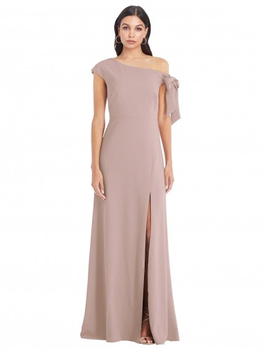 Outlet Rose poussiéreux Trapèze Épaule Dénudée Crêpe Stretch Longue Formelles Robes demoiselle d'honneur / Robes de soirée / Robes de bal