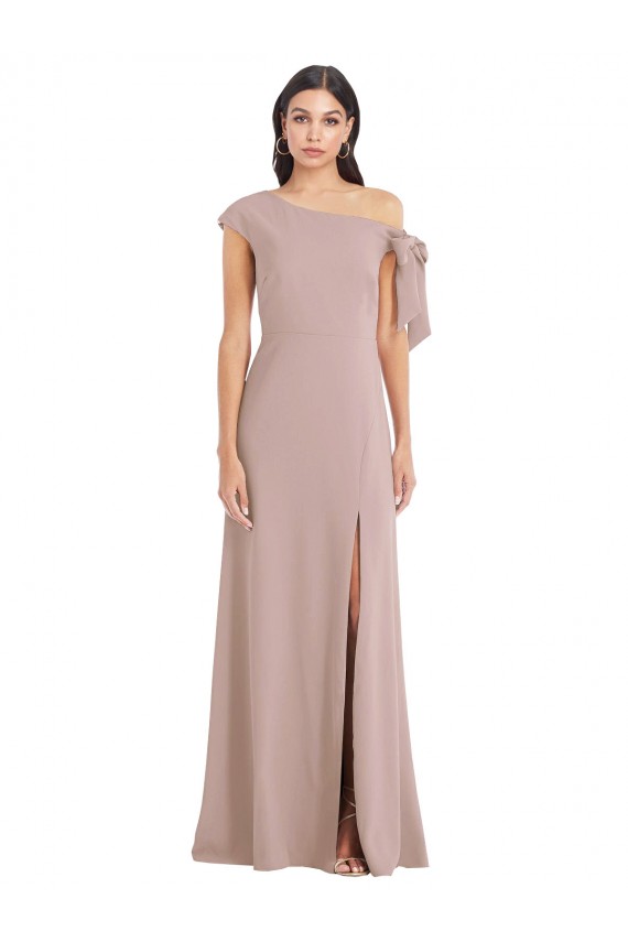 Outlet Rose poussiéreux Trapèze Épaule Dénudée Crêpe Stretch Longue Formelles Robes demoiselle d'honneur / Robes de soirée / Robes de bal