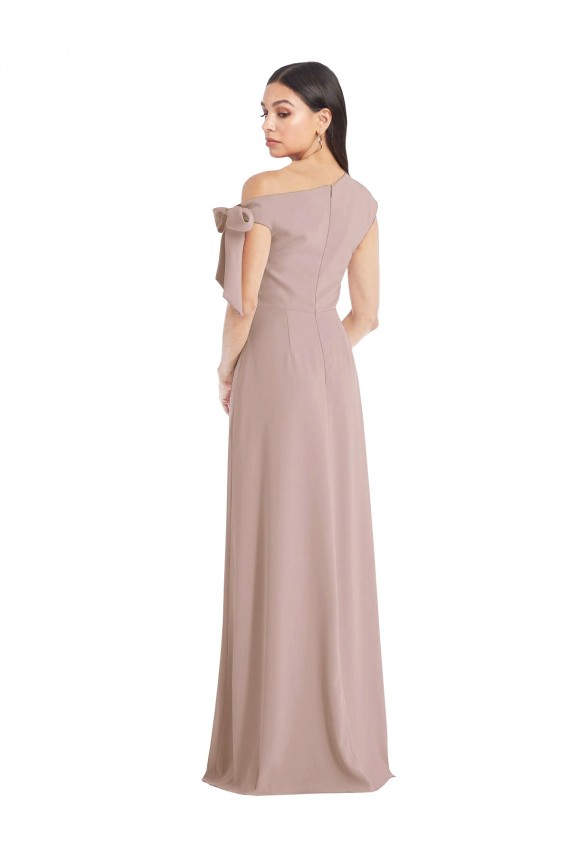 Outlet Rose poussiéreux Trapèze Épaule Dénudée Crêpe Stretch Longue Formelles Robes demoiselle d'honneur / Robes de soirée / Robes de bal