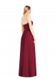 Outlet Rose vif Trompette Col V Sans bretelle Mousseline Longue Robes demoiselle d'honneur