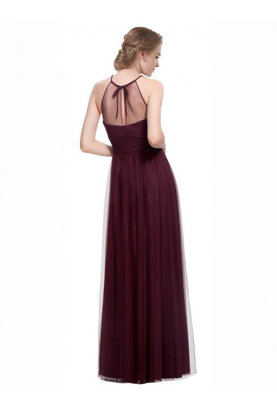 Outlet Rouge 74 Trapèze Licou Illusion Tulle Longue Robes demoiselle d'honneur