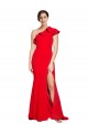 Outlet Rouge Fourreau Balayage train Crêpe Stretch Longue Robes demoiselle d'honneur / Robes de bal