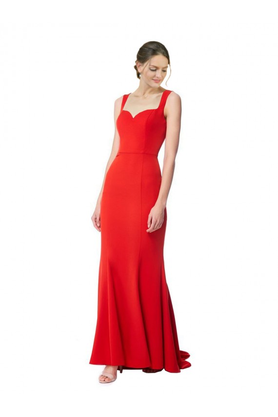 Outlet Rouge Sirène Col Haut Crêpe Stretch Longue Formelles Robes demoiselle d'honneur / Robes de soirée / Robes de bal