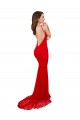 Outlet Rouge Sirène Col Haut Dentelle Longue Formelles Robes demoiselle d'honneur / Robes de soirée / Robes de bal