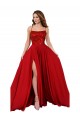 Outlet Rouge Trapèze Bretelles spaghetti Col Carré Spandex Dentelle Longue Robes demoiselle d'honneur / Robes de bal