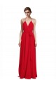 Outlet Rouge Trapèze Bretelles spaghetti Col V Mousseline Longue Robes demoiselle d'honneur
