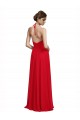 Outlet Rouge Trapèze Bretelles spaghetti Col V Mousseline Longue Robes demoiselle d'honneur