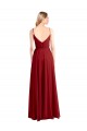 Outlet Rouge Trapèze Bretelles spaghetti Col V Mousseline Longue Robes demoiselle d'honneur