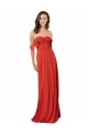 Outlet Rouge Trapèze Sans bretelle Mousseline Longue Robes demoiselle d'honneur