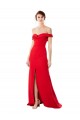 Outlet Rouge Trapèze Épaule Dénudée Crêpe Stretch Longue Formelles Robes demoiselle d'honneur / Robes de soirée / Robes de bal