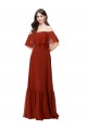 Outlet Rouge Trapèze Épaule Dénudée Mousseline Longue Robes demoiselle d'honneur